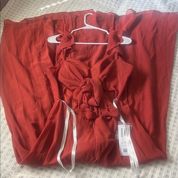 Azazie Burgundy Chiffon Gown - Picture 7 of 16